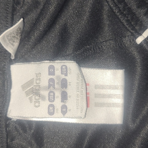 Adidas black athletic shorts draw string White stripes size Small S EUC stretchy - Picture 3 of 3